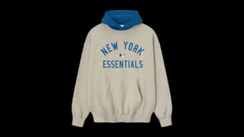 Fear of God Essentials Mets Sport Hoodie Heather Stone/Blue Sapphire