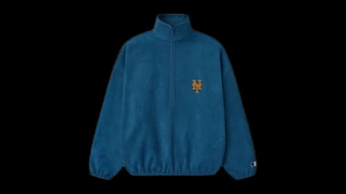 Fear of God Essentials Mets Suede Fleece Modern Half Zip Top Blue Sapphire
