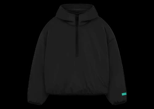 Fear of God Essentials Nylon Filled Halfzip Hoodie Jet Black