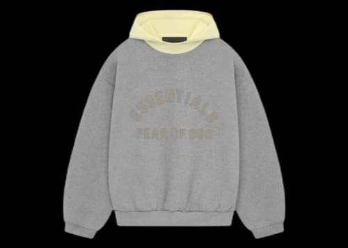 Fear of God Essentials Nylon Fleece Hoodie Dark Heather Oatmeal/Garden Yellow