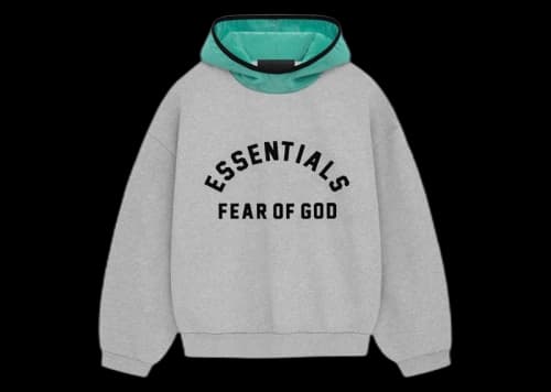 Fear of God Essentials Nylon Fleece Hoodie Light Heather Grey/Mint Leaf