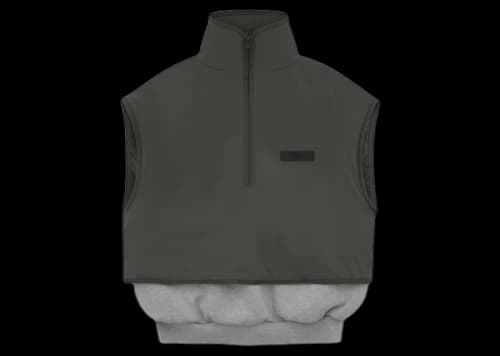 Fear of God Essentials Nylon Fleece Mockneck Vest Dark Heather Oatmeal/Ink
