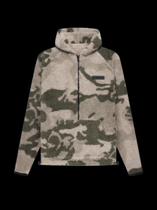 Fear of God Essentials Polar Fleece Half Zip Hoodie Camo
