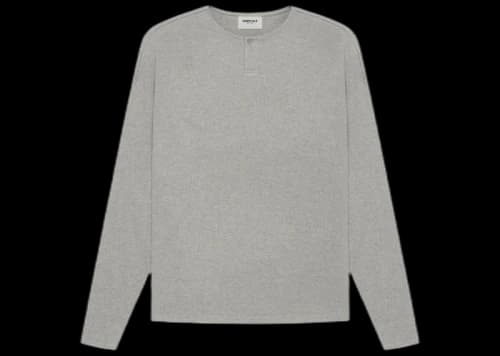 Fear of God Essentials Thermal Henley Long Sleeve Dark Heather Oatmeal