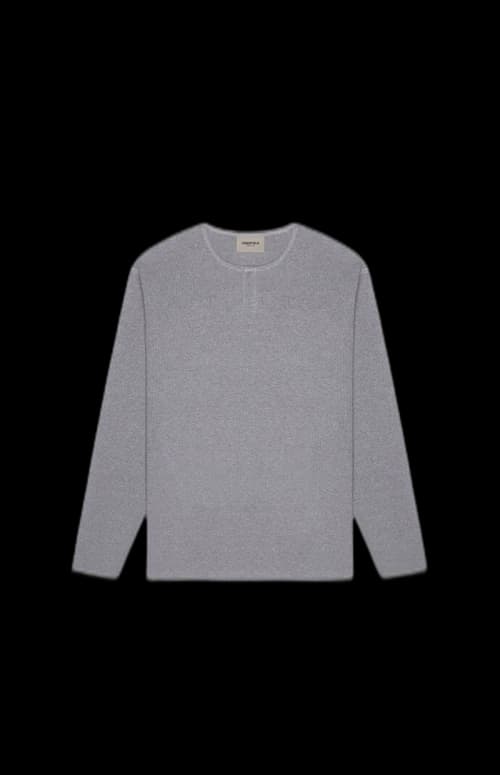 Fear of God Essentials Thermal Longsleeve Henley T-Shirt Heather Grey
