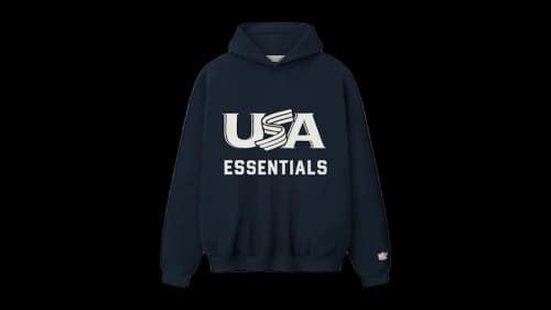 Fear of God Essentials USA Baseball Sport Hoodie Dark Sapphire