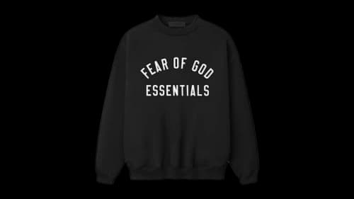 Fear of God Essentials Varsity 90's Crewneck Sweatshirt Vintage Black