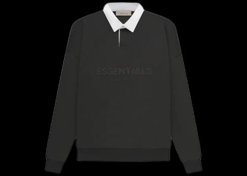 Fear of God Essentials Waffle Henley Rugby Off Black