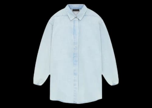 Fear of God Essentials Women's Button Down Shirt Light Wash Denim