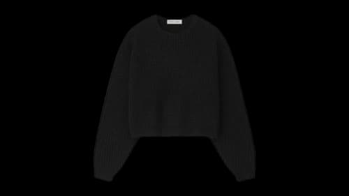 Fear of God Essentials Womens Heavy Waffle 90's Crewneck Sweater Vintage Black