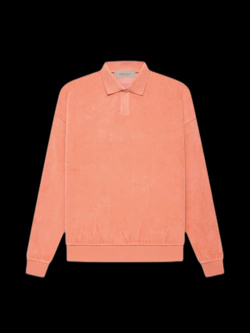 Fear of God Essentials Women's Velour L/S Polo Coral