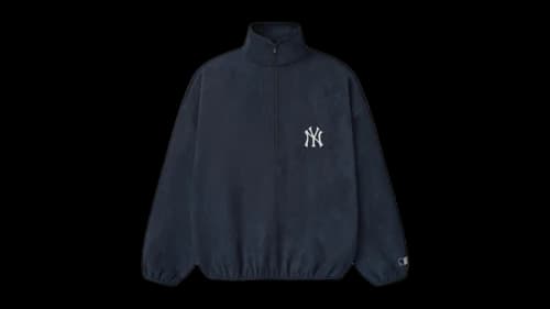 Fear of God Essentials Yankees Suede Fleece Modern Half Zip Top Dark Sapphire