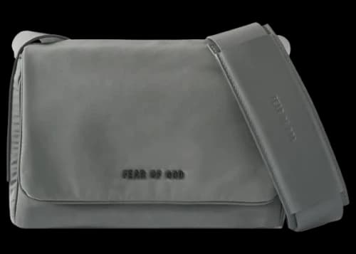 Fear of God Mr. Porter Exclusive Logo-Appliquéd Leather-Trimmed Shell Messenger Bag Gray