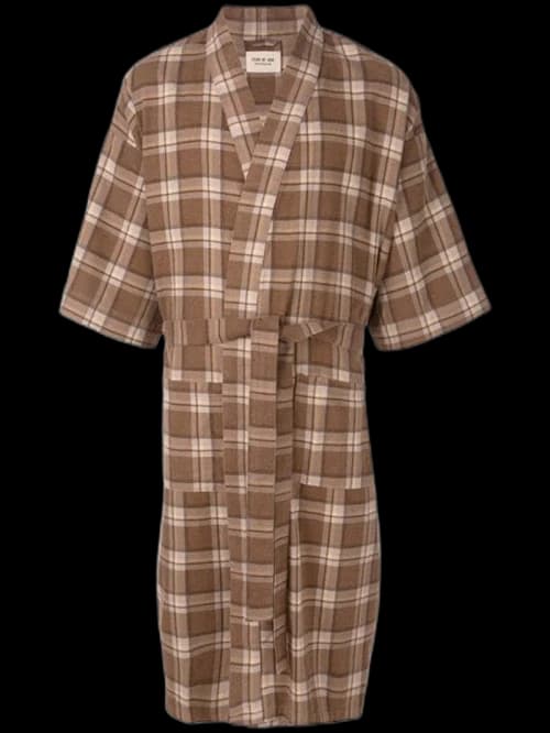 FEAR OF GOD Plaid Flannel Wrap Coat Brown/Multicolor