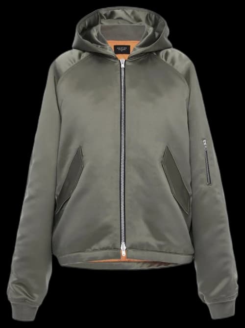 FEAR OF GOD Satin Hooded Bomber Jacket Sage