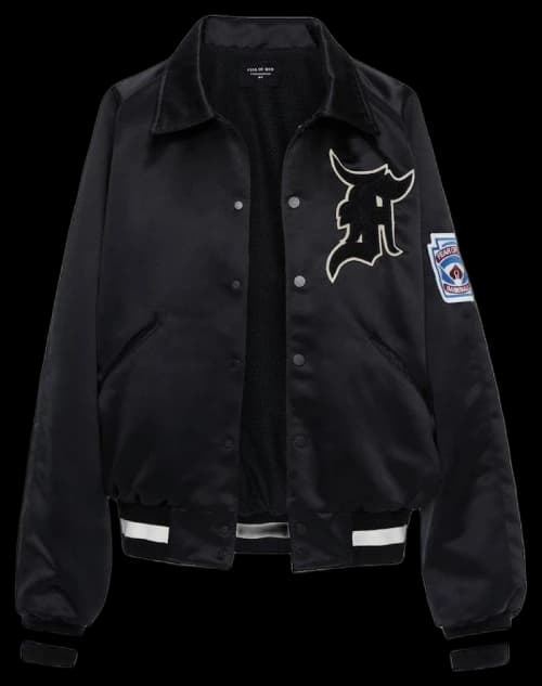 FEAR OF GOD Satin MANUEL Baseball Coaches Jacket Black
