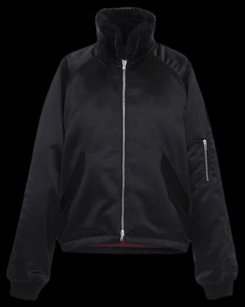 FEAR OF GOD Satin Mock Neck Bomber Jacket Black