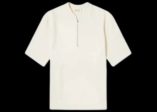 Fear of God Short Sleeve Half Zip T-Shirt Cream Black
