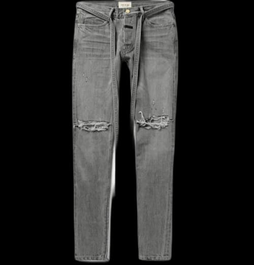 FEAR OF GOD Skinny Fit Distressed Denim with Ankle Zippers Janes God Grey