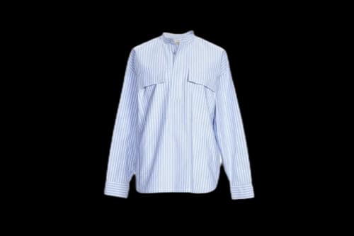 FEAR OF GOD Stripe Pullover Henley Dad Shirt Blue/White