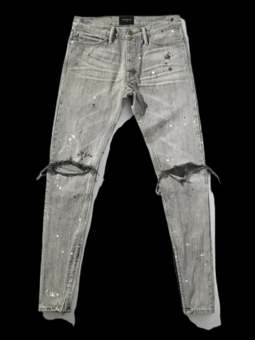 FEAR OF GOD Union LA Exclusive Distressed Selvedge Denim Jeans Vintage Grey
