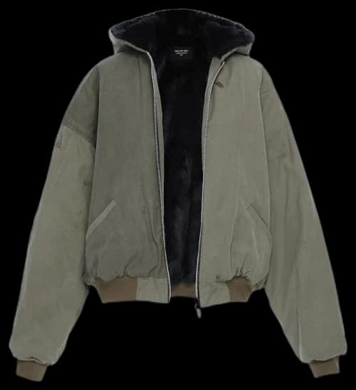 FEAR OF GOD Vintage Military Faux Rabbit Fur Hoodie Military Green