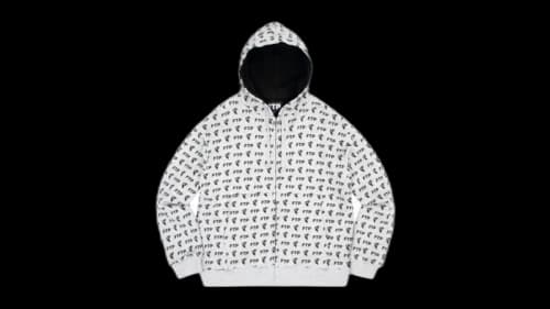 FTP x Famous All Over Logo Zip Hoodie Heather Grey