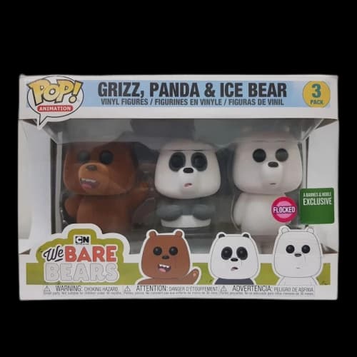 Funko Pop! Animation We Bare Bears Grizz, Panda, Ice Bear (Flocked) Barnes & Noble Exclusive 3 Pack
