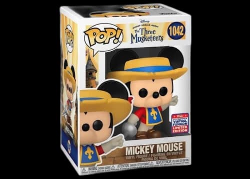 Funko Pop! Disney Mickey Donald Goofy The Three Musketeers Mickey Mouse 2021 Summer Virtual Funkon Exclusive Figure #1042