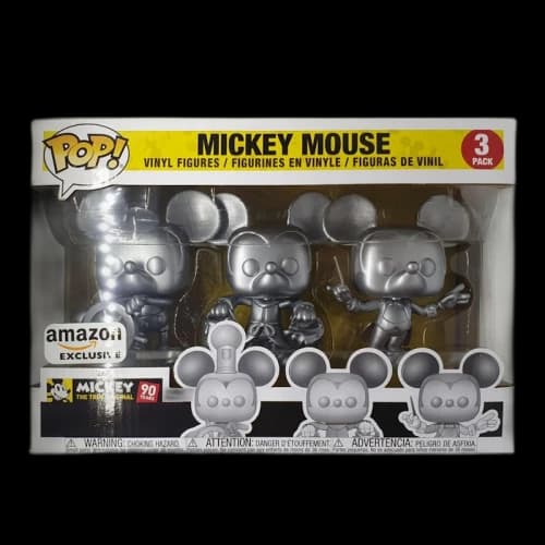 Funko Pop! Disney Mickey The True Original Mickey Mouse (Silver) Amazon Exclusive 3 Pack