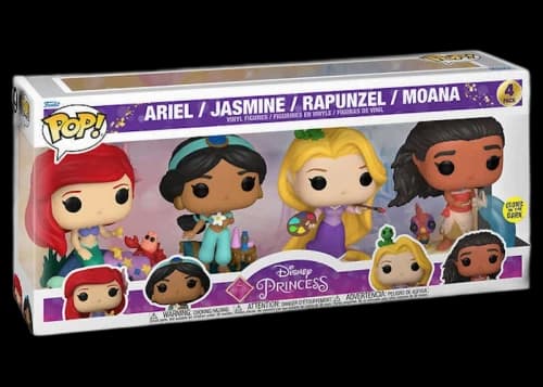 Funko Pop! Disney Princess Ariel, Jasmine, Rapunzel and Moana GITD 4-Pack