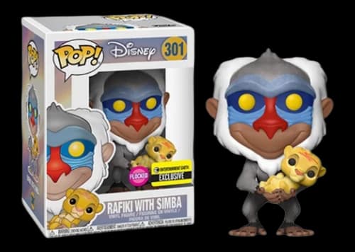 Funko Pop! Disney The Lion King Rafiki with Simba (Flocked) Entertainment Earth Exclusive Figure #301