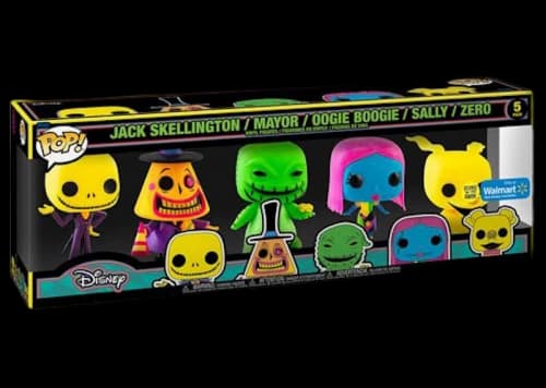 Funko Pop! Disney The Night Before Christmas Black Light Jack Skellington/Mayor/Oogie Boogie/Sally/Zero Walmart Exclusive 5-Pack
