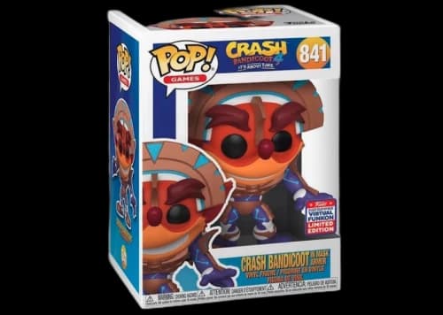 Funko Pop! Games Crash Bandicoot Its About Time Crash Bandicoot In Mask Armor 2021 Summer Virtual Funkon Exclusive Figure #841