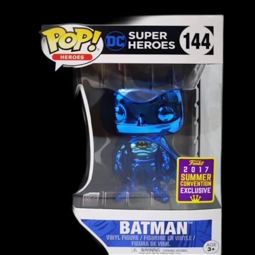 Funko Pop! Heroes DC Super Heroes Batman Blue Chrome Summer Convention Exclusive Figure # 144