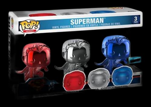 Funko Pop! Heroes DC Universe Superman (Chrome Red/White/Blue) NYCC 3 Pack