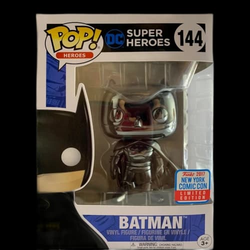 Funko Pop! Heroes Super Heroes Batman Black Chrome NYCC Figure #144