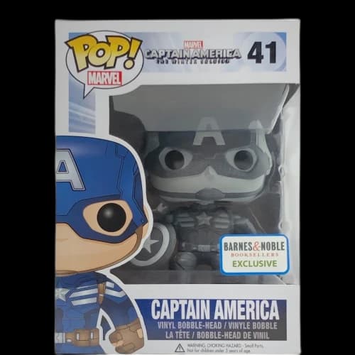 Funko Pop! Marvel Captain America The Winter Soldier Captain America (Black and White) Barnes & Noble Exclusive Bobble-Head Figure #41