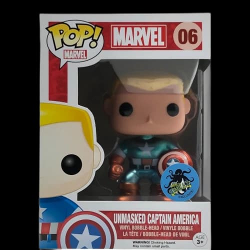Funko Pop! Marvel Captain America (Unmasked) Comikaze Exclusive Bobble-Head Figure #06