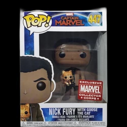 Funko Pop! Marvel Captain Marvel Nick Fury with Goose The Cat Collectors Corps Exclusive Figure #447