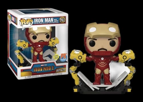Funko Pop! Marvel Iron Man 2 Iron Man with Gantry (Glow) Deluxe PX Previews Exclusive Bobble-Head #905