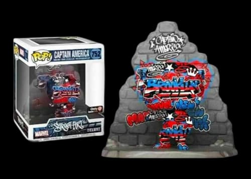 Funko Pop! Marvel Street Art Collection Captain America Deluxe GameStop Exclusive Figure #752
