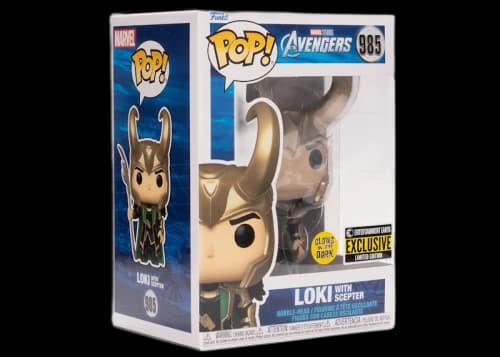 Funko Pop! Marvel Studios The Avengers Loki with Scepter GITD Entertainment Earth Exclusive Figure #985