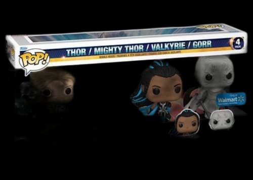 Funko Pop! Marvel Studios Thor Love and Thunder (Thor/Mighty Thor/Valkyrie/Gorr) Walmart Exclusive 4-Pack