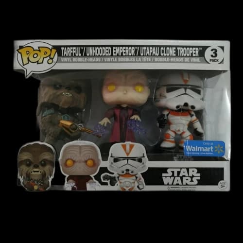 Funko Pop! Star Wars Tarfful/ Unhooded Emperor/ Utapau Clone Trooper Walmart Exclusive 3 Pack