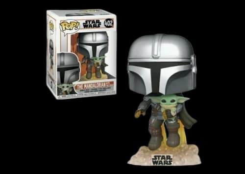 Funko Pop! Star Wars The Mandalorian Mandalorian Flying with The Child Figure #402
