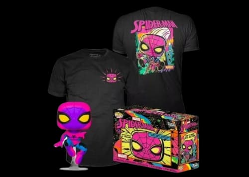 Funko POP! & Tees: Marvel-Spider-Man (Black Light) (Target) Small Figure with T-shirt