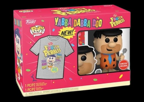 Funko Pop! Tees The Flintstones x Fruity Pebbles Fred Flintstone With Spoon Game Stop Exclusive With Tee Figure #146