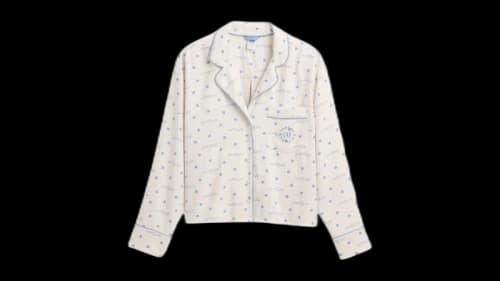 Gap x Summer Fridays Relaxed Flannel Dotted PJ Shirt Ivory Beige Frost