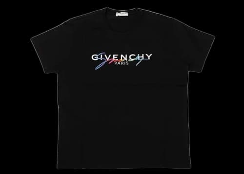 Givenchy Paris Rainbow Signature Logo T-Shirt Black